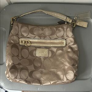 Coach F20064 Gold and Tan Shoulder Bag